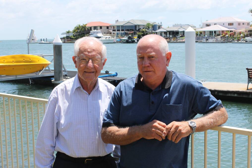 CANALS: Raby Bay Ratepayers Association secretary Tony Lovett and president Chris Reeves call on their members to opt out of the class action. Photo: Cheryl Goodenough
