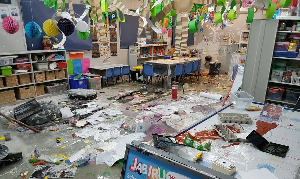 VANDALISM: Damage caused to the outside school hours care buildings at Coolnwynpin State School in October 2016. Photo: Queensland Police Service