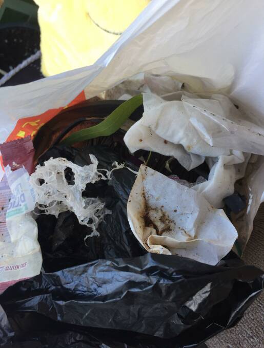 DO YOUR BIT: The bag of litter Redland Bay resident Lillian Edwards picked up during a short walk recently. 