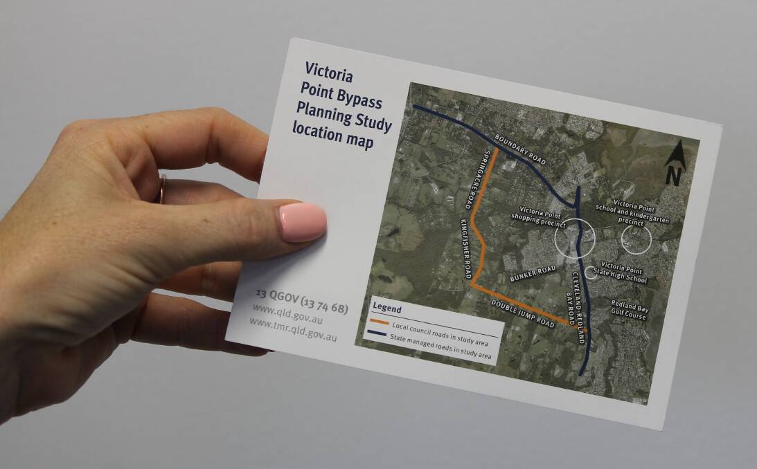LOCATION: The flyer distributed to residents shows the location of the roads involved in the state government's Victoria Point Bypass Planning Study. Photo: Cheryl Goodenough