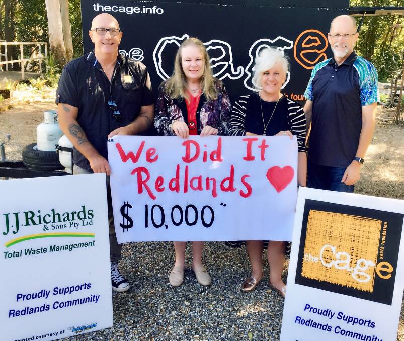 THRILLED: Co-founders of the Cage Peter and (second right) Linda Grieve with breakfast founder Sheena Hewlett and president of the Redland Community Centre board Garry White. 
