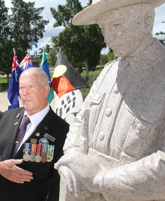 Commemoration: Redlands RSL president Alan Harcourt at the Anzac memorial in Cleveland. The RSL is marking its 100th anniversary. Photo: Chris McCormack