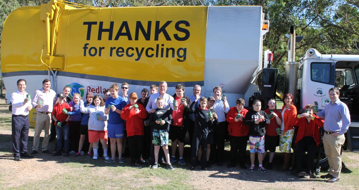 FOCUS ON RECYLING: Redland District Special School students saw a recycling truck up close on World Environment Day. Photo: Cheryl Goodenough