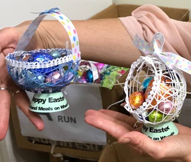 HAPPY EASTER: Some of the baskets given out by Cleveland Meals on Wheels for Easter.
