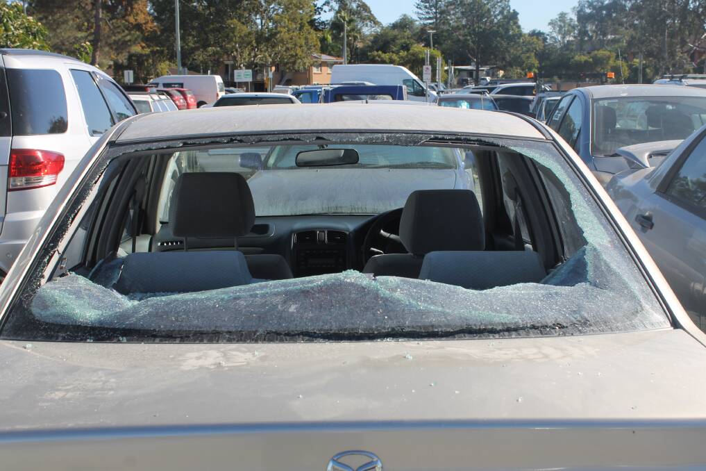 VANDALISM: The back window of this car has been smashed in the latest spate. Photo: Cheryl Goodenough