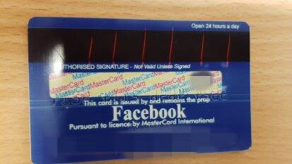 The back of the Facebook credit card. Photo: Queensland Police Service