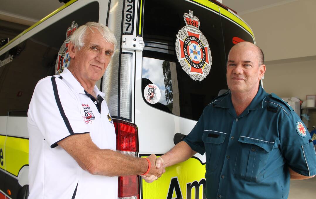 Working together: Campaigner Paul Stanley with the acting officer in charge at Cleveland Ambulance Station Nigel Wuth. Photo: Cheryl Goodenough