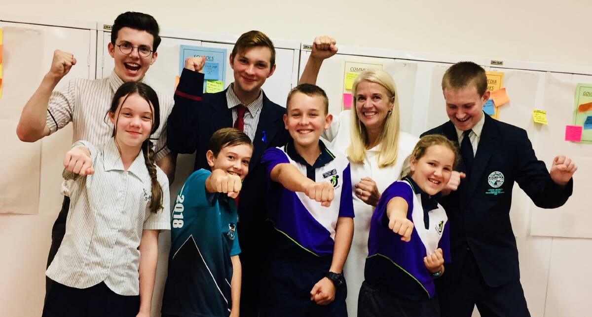 CONSULTATION: Redlands MP Kim Richards with students at the anti-cyberbullying consultation event at Victoria Point.
