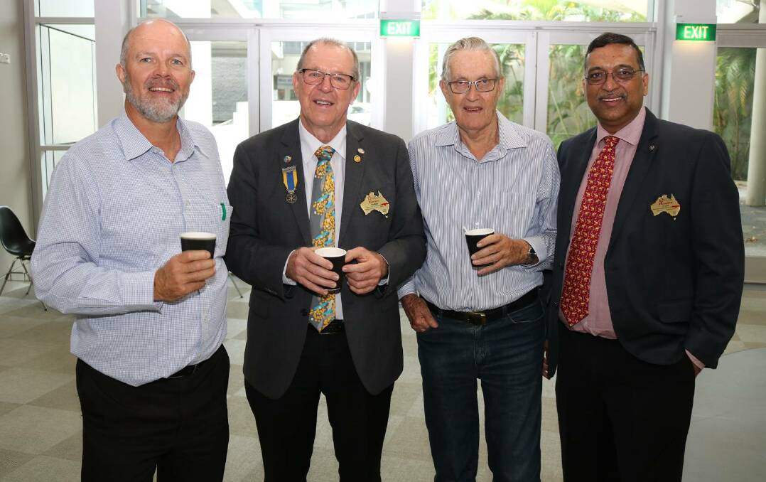 Rotary Bowelscan Queensland chairman Elvin Robb, district governor Elwyn Hodges, Rotary Bowelscan Queensland finance manager Allan Tully, and district governor elect Jitendra Prasad at the launch.