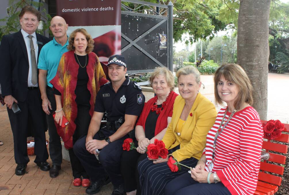 LAUNCH: Crs Lance Hewlett, Peter Mitchell and Tracey Huges, Sergeant Steve Madeo, Red Rose Foundation chief executive Betty Taylor and Crs Karen Williams and Wendy Boglary at the launch. Photo: Cheryl Goodenough