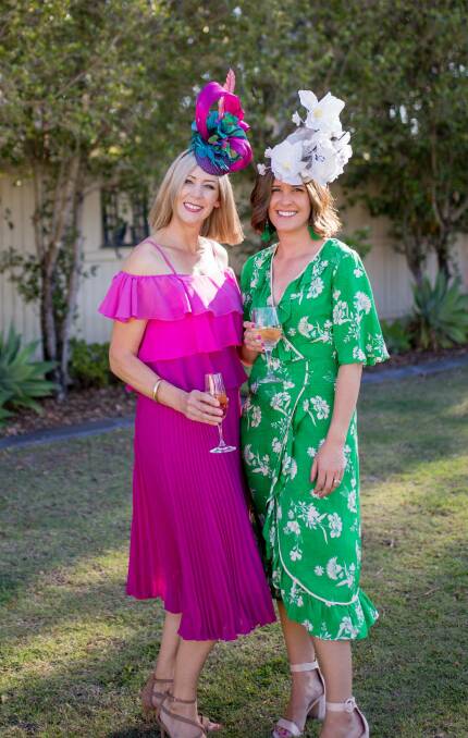 FASHIONS: Dressed by Urban Outlet, two women don light-weight dresses and fascinators ahead of Melbourne Cup events in the Redlands. Photo: Urban Outlet