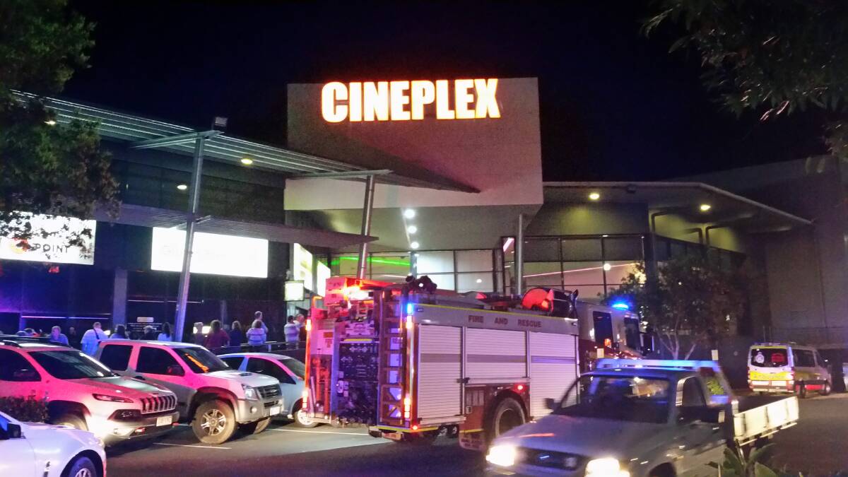 ON SCENE: Emergency services outside the Victoria Point cinemas after a small fire broke out in a refuse area. Photo: Cheryl Goodenough