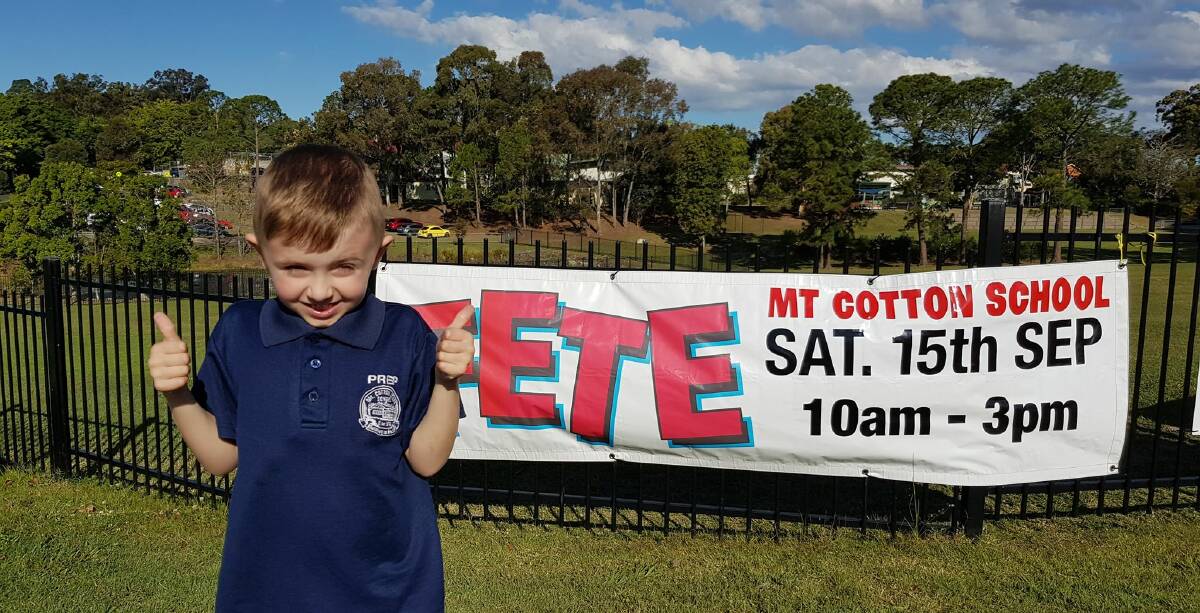 THUMBS UP: Mount Cotton State School prep student Cameron Hill looks forward to the school fete on September 15, 2018.