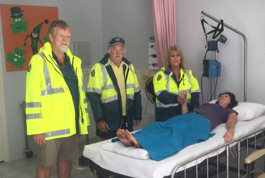 FIRST RESPONDERS: Chris Lincoln, William (Sooty) O’Shea and Denise Williams who are first responders at Kooringal on Moreton Island. Photo: Supplied