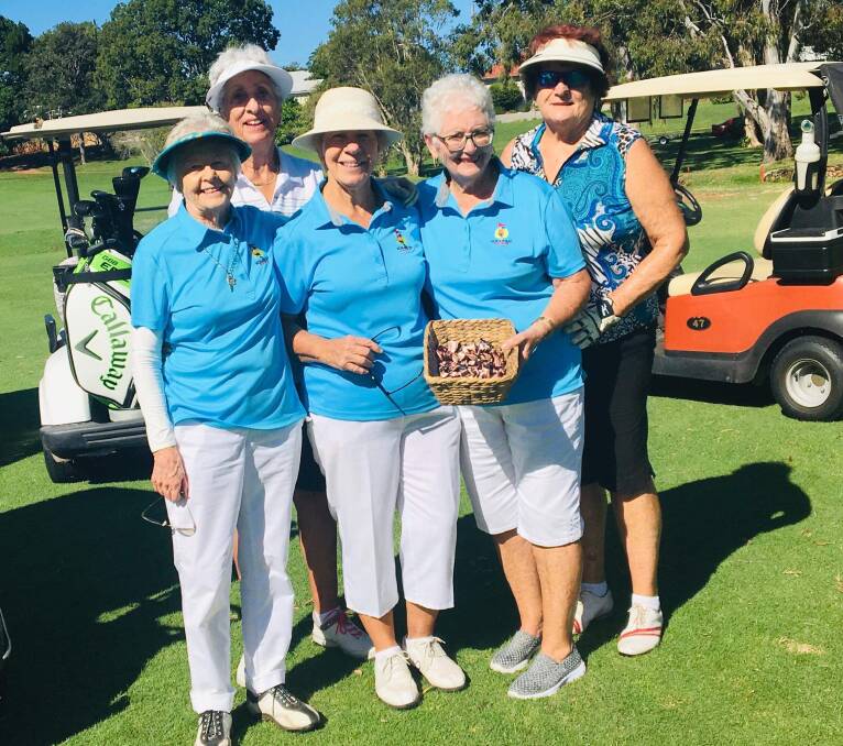HOSTS: Barbara Dickinson, Joy Taranto, Pam Hill, Raye Nettles and Rene Baker from Redland Bay Golf Club.