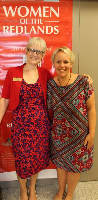 Wynnum Redlands Zonta Club president Deb Kelly with Redlands Centre for Women founder Katrina Beutel.