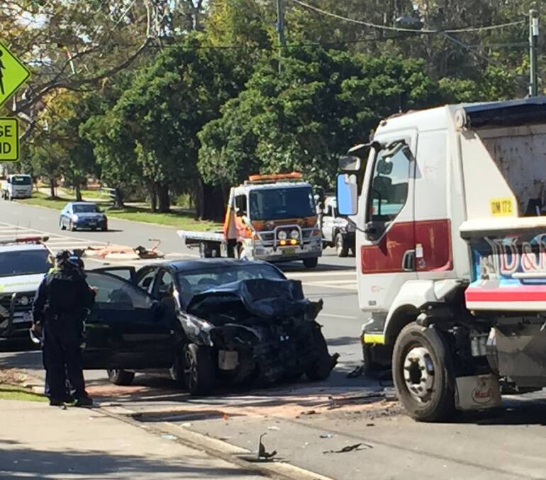 CRASH: A car and truck were involved in a crash on Wellington Street at Cleveland. 