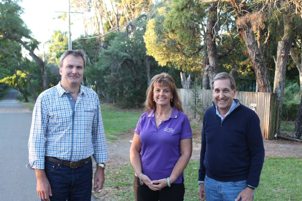 LOCALS: Wellington Point residents Michael Bailey and Peter Rothlisberg pictured with Cr Wendy Boglary on Fernbourne Road, Wellington Point last year.