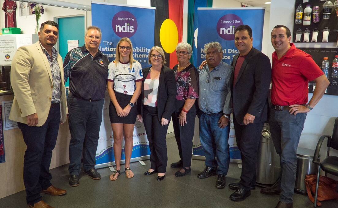 Disability Services Minister Coralee O’Rourke (fourth from left) and Capalaba MP Don Brown (right) with Institute for Urban Indigenous Health representatives at the launch.