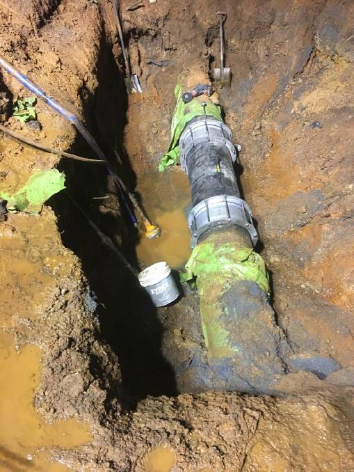 AFTER: The pipeline was repaired overnight and water is being restored to the bay islands. Photo: Seqwater