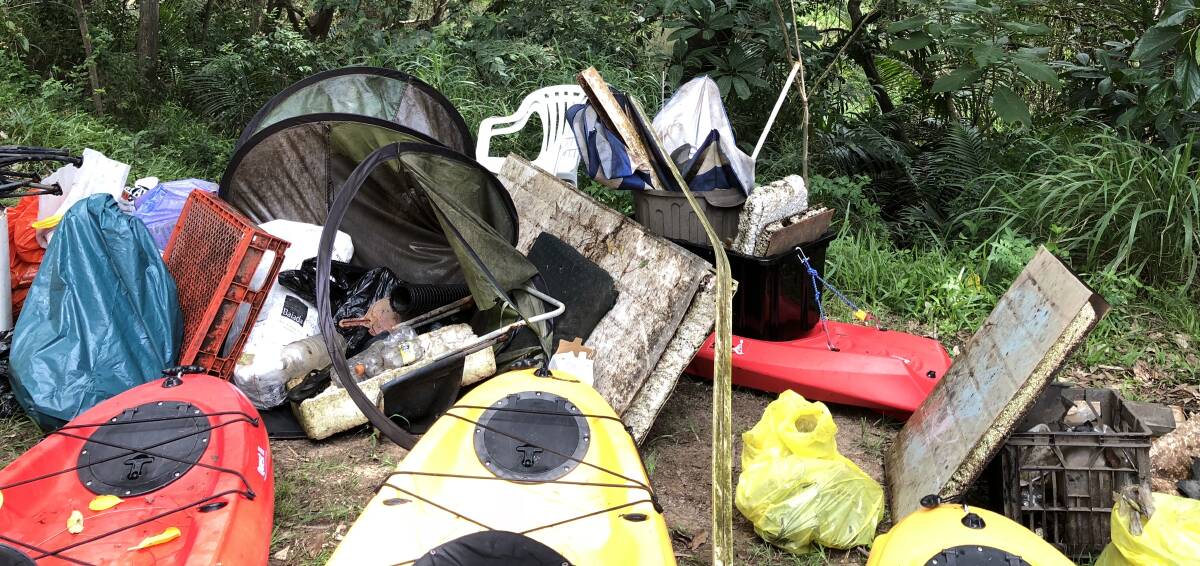 RUBBISH: The rubbish collected from Tingalpa Creek by the kayakers led by Redlands Kayak Tours. Photo: Supplied