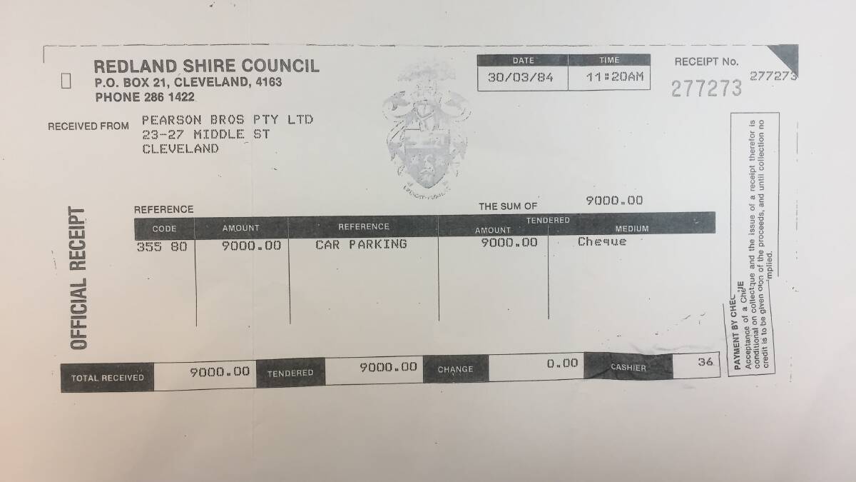 RECEIPT: The receipt Graham Pearson's business received from paying towards car parks at Cleveland in 1984.
