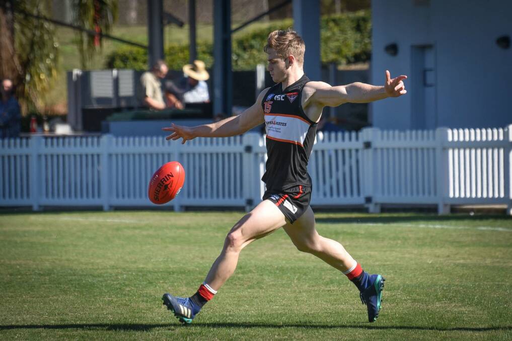 UNLUCKY LOSS: Sam Copland kicks for the Redlands. Picture: Highflyer images. 