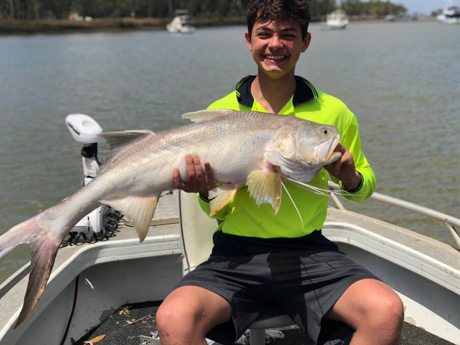 GO FISH: Arby Atkinson landed his first threadfin on a Go Fish Australia Queensland holiday.