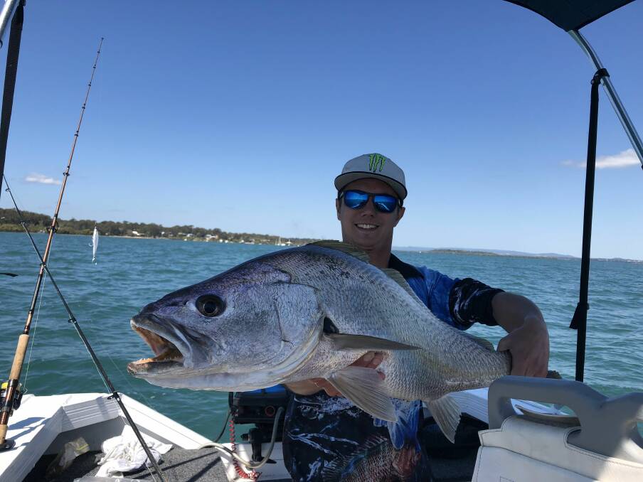 HUGE CATCH: Adam Dykins caught this massive jewfish two weeks ago off Macleay Island. Flathead are coming on the bite over a wide area.