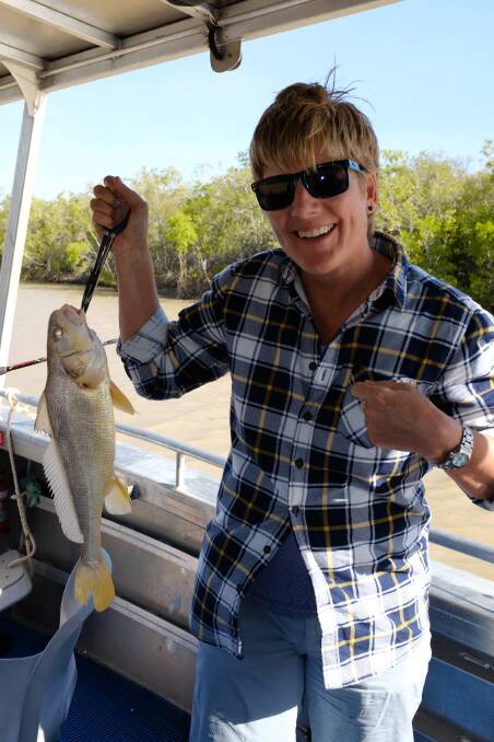 FIRST CATCH: Claudia McFadden happy with her first fish, a river perch.  Picture: Supplied. 
