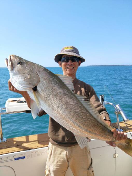 MASSIVE MULLOWAY: Roger Lee from Raby Bay caught this 1m long Mulloway in Rainbow Channel, Dunwich last Sunday. 