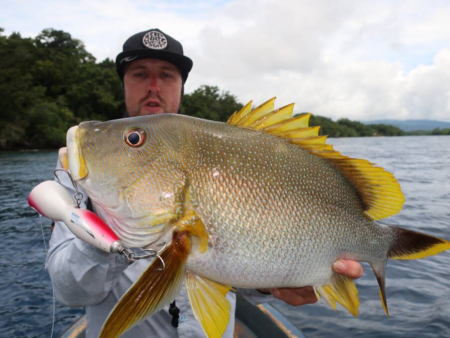 THAT'S A FISH :John Stone with a Maori sea perch caught on a Feed timber popper in the Solomon Islands. 