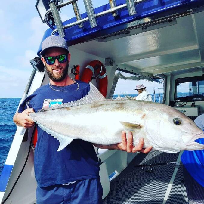 GREAT CATCH: Ben Trellor with a solid samsonfish caught on board Keen As Fish charters.