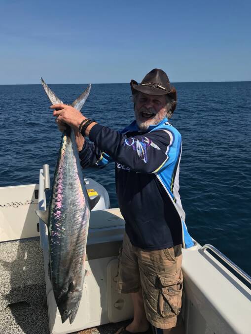 ON SONG: Celebrity musician Bill Chambers with a late season Spanish mackerel. 