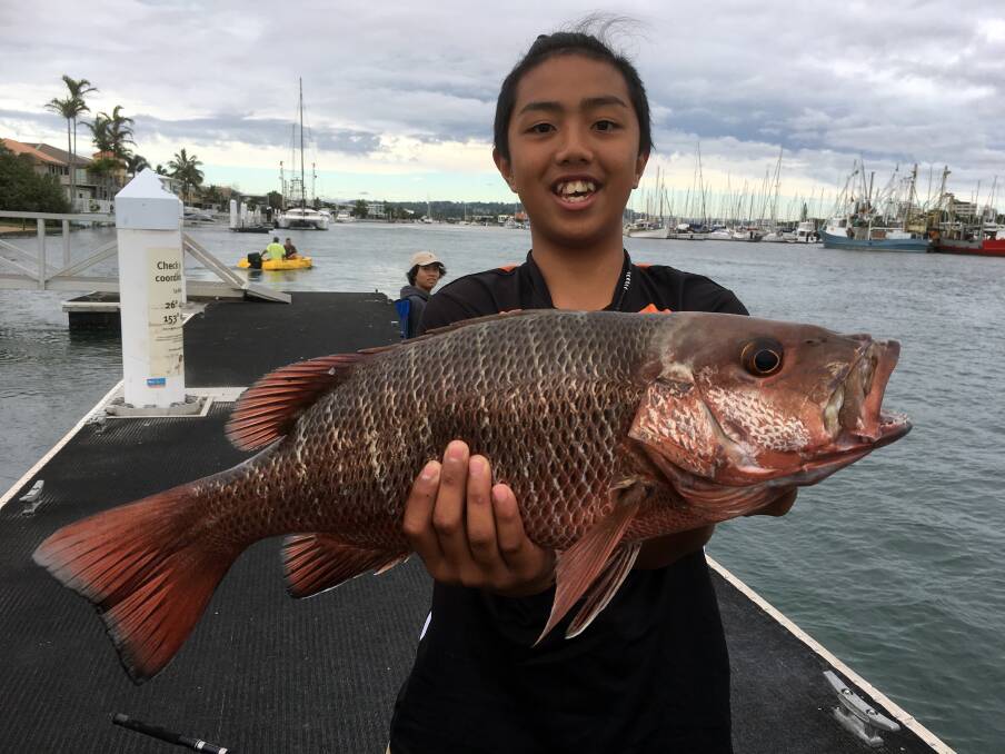 NICE CATCH: Jordan Miguel with a big mangrove jack, caught on a peeled prawn from the Mooloolah River. 