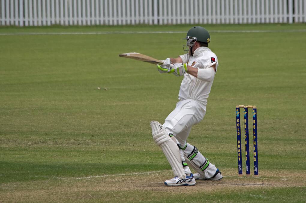 Nice shot: Cameron French watches as the ball travels across the oval during the Redland Tigers' game on the weekend. Photo: Doug O'Neill.