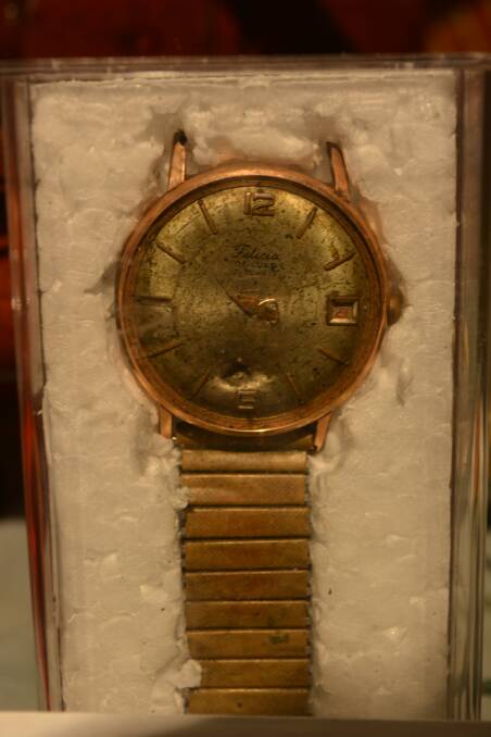 Bill Wilcox's watch, which he was wearing when he was hit by the mine. He will take it back with him when he returns to Vietnam.