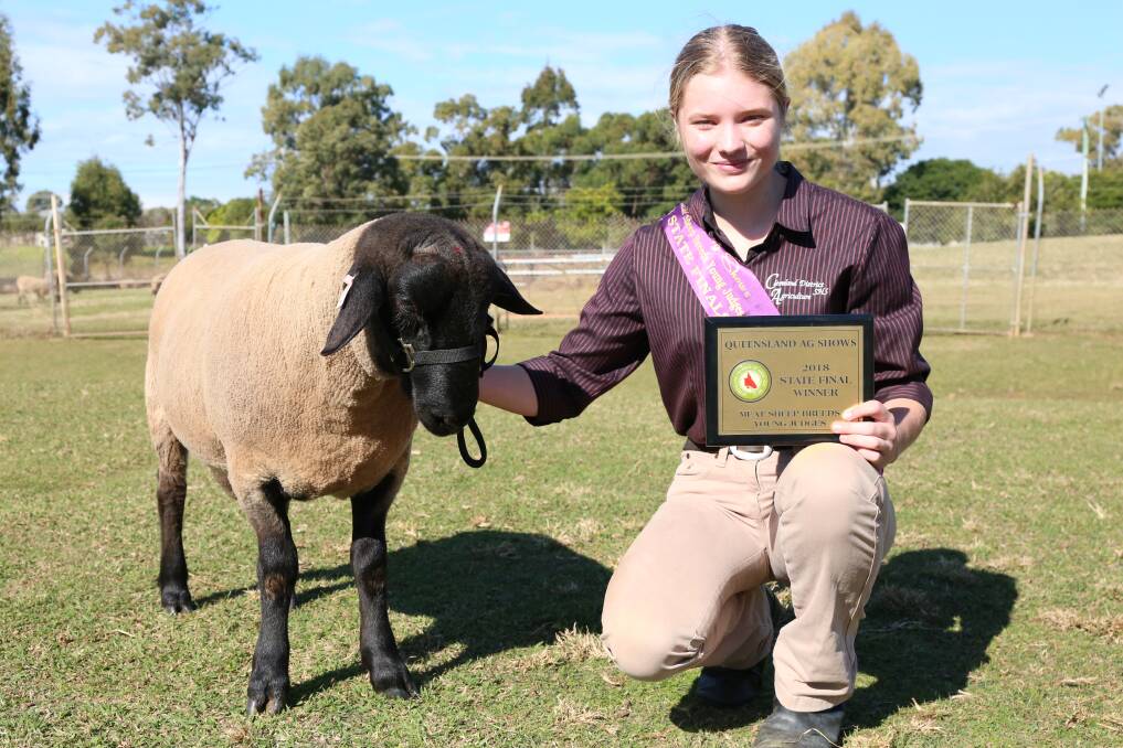 WINNER: Year 10 student Kasey Knight won the Queensland Ag Show Meat Sheep Breed Young Judges State Finals. Photo: Jocelyn Garcia