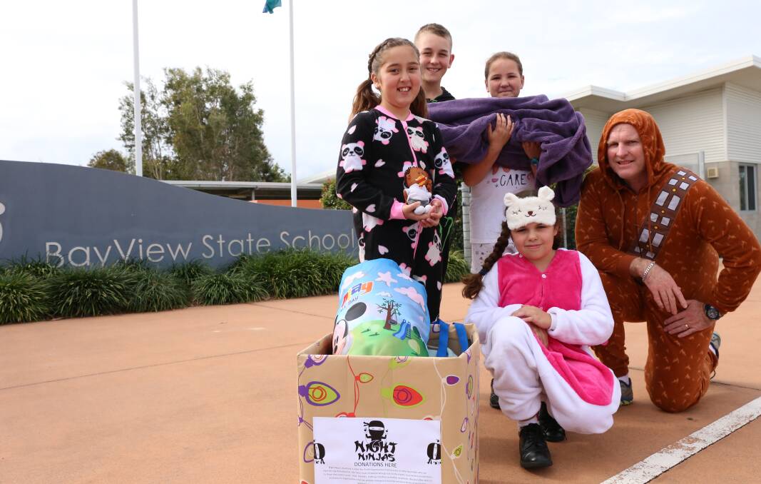 CARE: Bayview State School year 4 student Laila Payouw with the student council members Bailey Ruig, Hayley Schulze-Messing and Lara Talu and teacher Neville Gooding. Photo: Jocelyn Garcia
