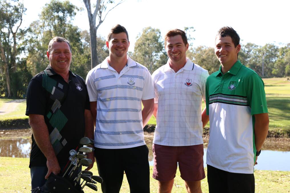 GOLF DAY: Father Kel Weston with Jake, Kerron and Lachlan Weston getting ready for the pro-am at the Howeston Golf Course at Birkdale. Photos: Jocelyn Garcia