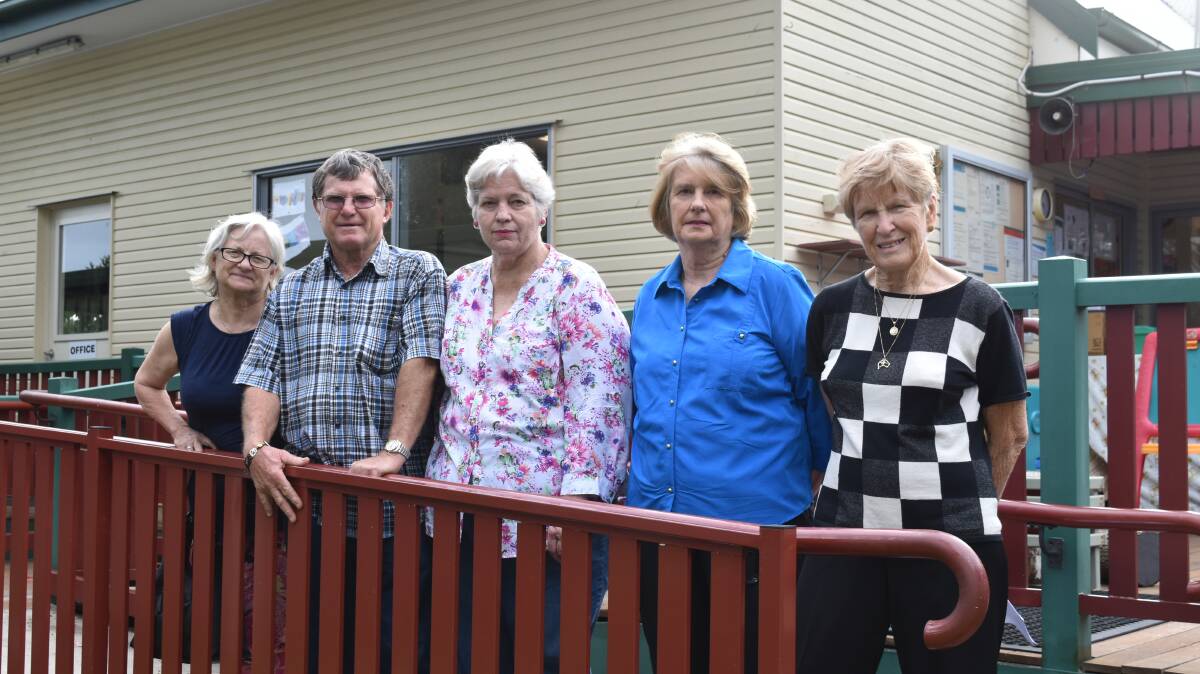 SAD FAREWELL: St James Lutheran's childcare centre will be shutdown due to building maintenance issues. Pictured are congregational members Karen and Garry Hauser, Joyce Kriedemann, Noreen Rowennfeldt and congregation representative Mavis Bird outside the soon to be shut centre. Photo: Hannah Baker 