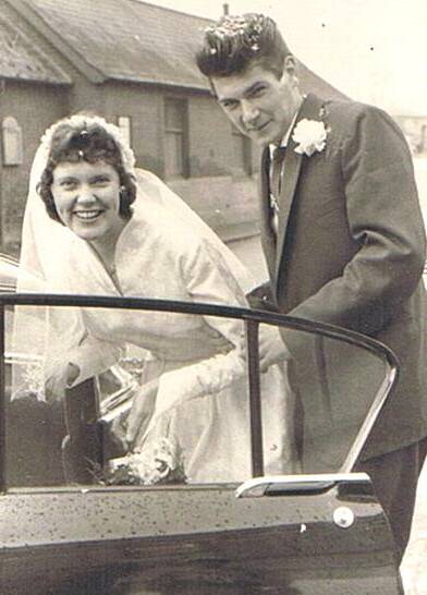 Nan and Derek Cotton pictured on their wedding day in 1959. Photo: Supplied 