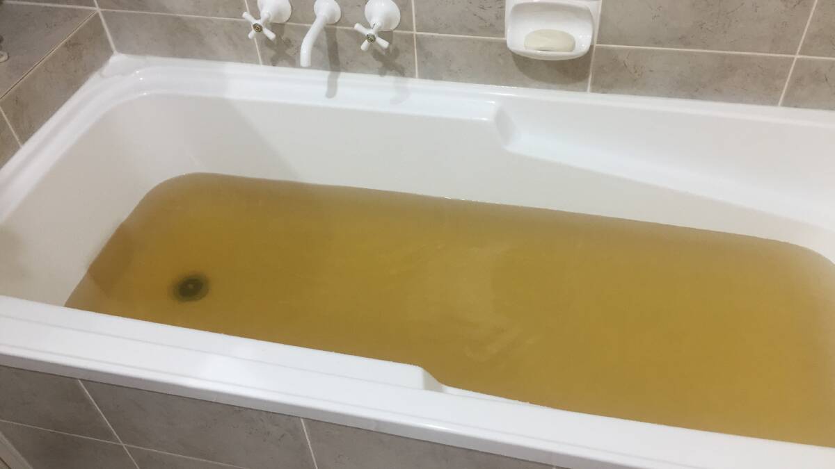 WATER SUPPLY: Discoloured water supplied to a Cleveland home overnight on Wednesday, October 10. Photo: Supplied