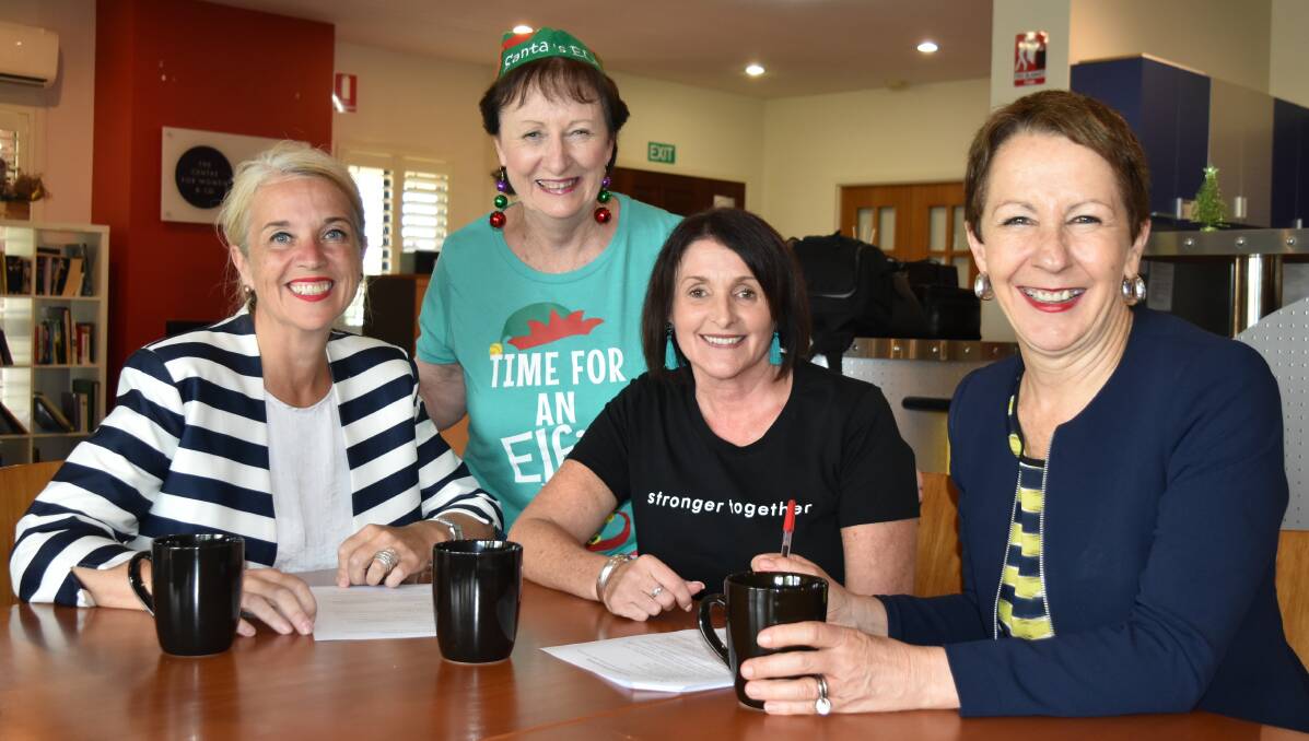 SERVICE SUPPORT: Redlands MP Kim Richards, The Centre for Women and Co's Christine Cresswell and Amanda Ritter with Domestic and Family Violence Prevention Minister Di Farmer. Photo: Hannah Baker