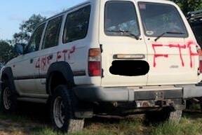 TARGETED: Vandals have used bright red paint on cars at Dunwich. Photo: Queensland Police Service