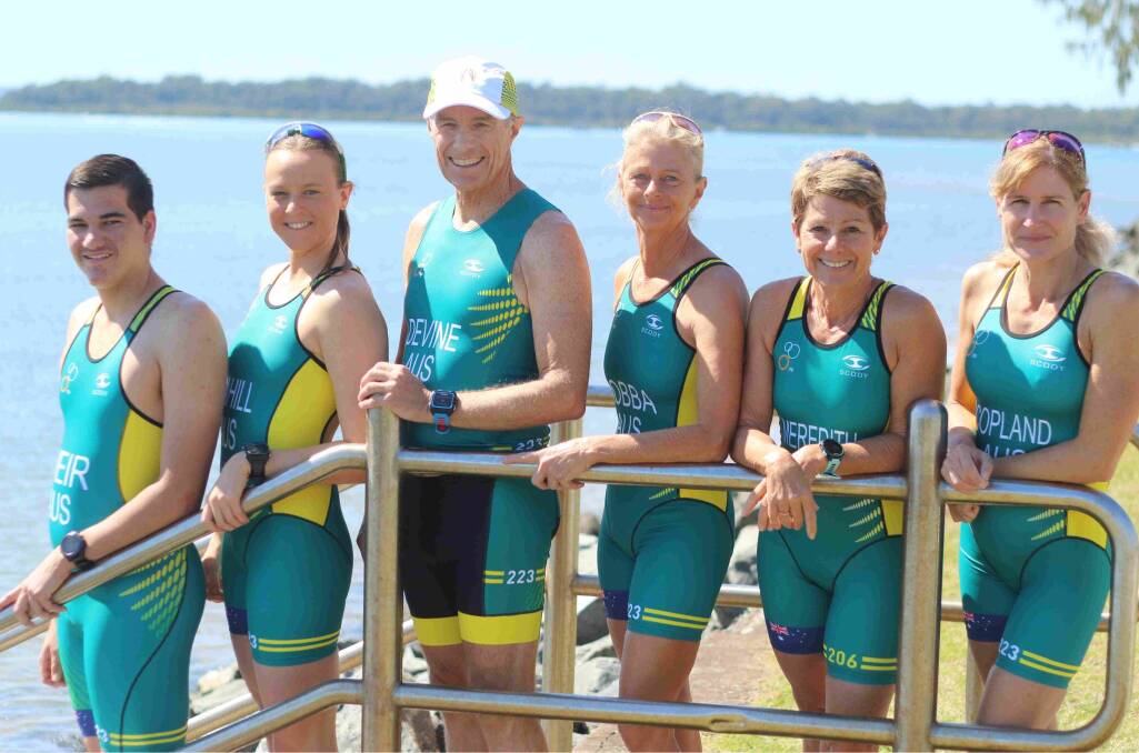 ACTIVE: Sharks Triathlon Club members Declan Weir, Laura Cahill, Noel Devine, Sue Robba, Linda Meredith and Bridget Copland (pictured) will represent Australia at the ITU World Triathlon Grand Finals at Southport later this week, with Luke Harvey and Adam Lee. Photo: John Warlters