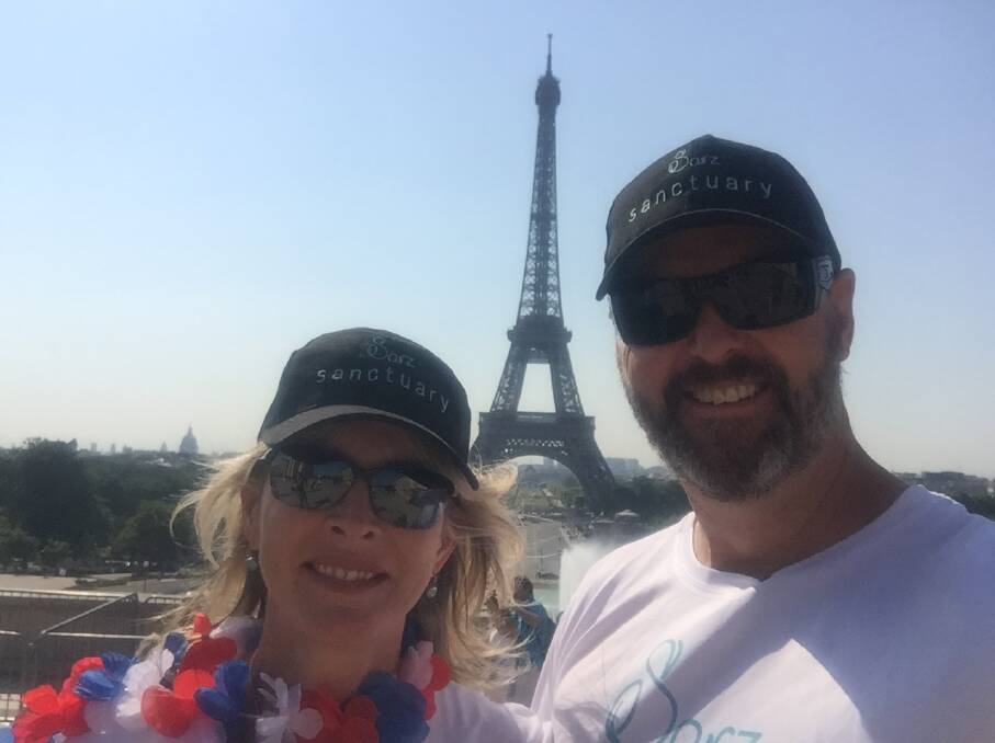 Mark and Julie Wallace rode from London to Paris last year. The ride has become an annual fundraising event for Sarz Sanctuary, set up by the Wallaces in honour of their daughter Sara Zelenak.