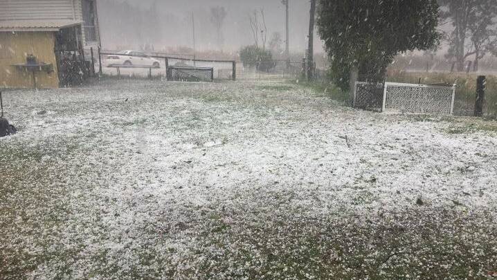 Hail at Gatton on September 22. Photo: ‎Giselle McMillan‎ - Higgins Storm Chasing