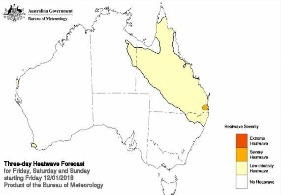 HOT CONDITIONS: Widespread low intensity heatwave conditions across most parts of Queensland. Photo: Bureau of Meteorology