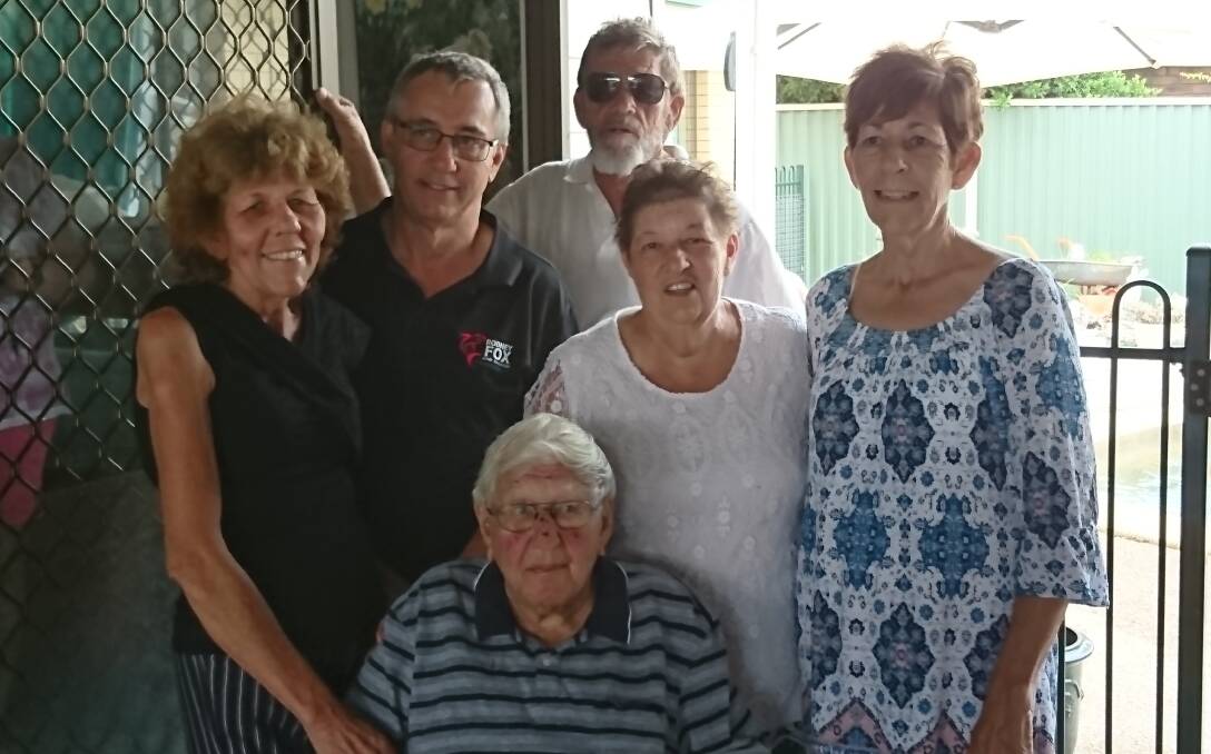 BIRTHDAY CELEBRATIONS: Centenarian Alfred Evans is surrounded by his children. From left is Lyn, Barry, David, Shirley and Debbie. Photo: Supplied